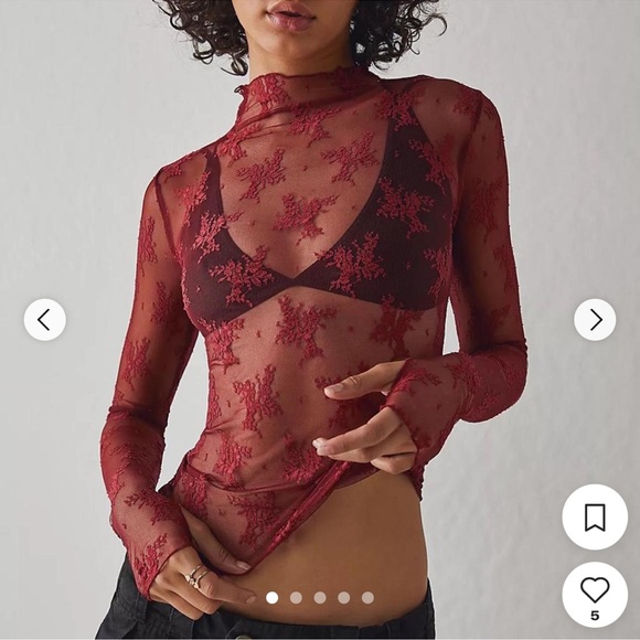 EUC Free People Lady Lux layering top size large burgundy floral lace - Picture 1 of 4
